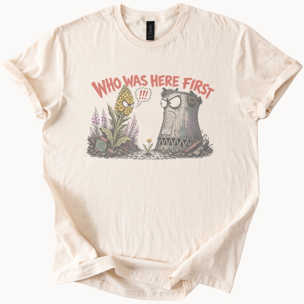 Funny Bulb Flower Graphic Tee with Urban Vibes and Nature Clash
